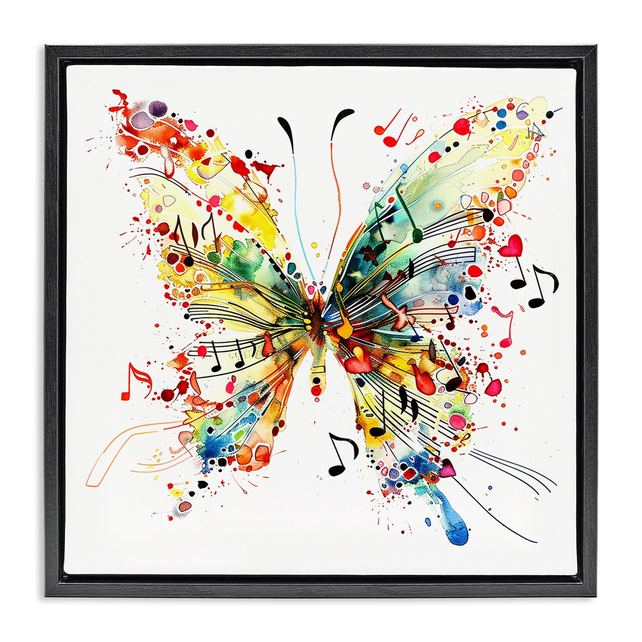 Stupell Industries Musical Song Butterfly Floater Framed Canvas Wall Art Design by LSR Design Studio